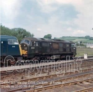 D6330 and Warship D810 Cockade at Exeter St Davids on 23-05-70. Fred Castor