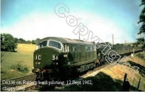 D6336 on rattery bank piloting a service train. 12 Sept 1962, Chippy1966 (FlickR)